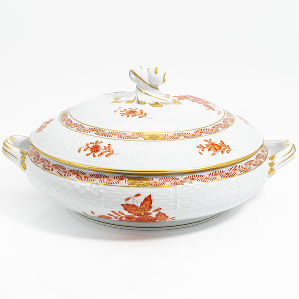 ClassyTea Herend Chinese Bouquet (Rust) Covered Tureen (Shape 84) - Pristine Vintage Hungarian Porcelain - ClassyTea