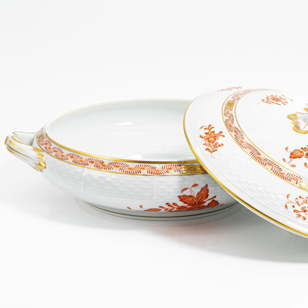 ClassyTea Herend Chinese Bouquet (Rust) Covered Tureen (Shape 84) - Pristine Vintage Hungarian Porcelain - ClassyTea
