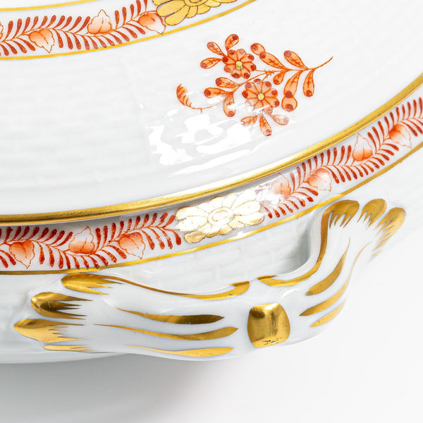 ClassyTea Herend Chinese Bouquet (Rust) Covered Tureen (Shape 84) - Pristine Vintage Hungarian Porcelain - ClassyTea