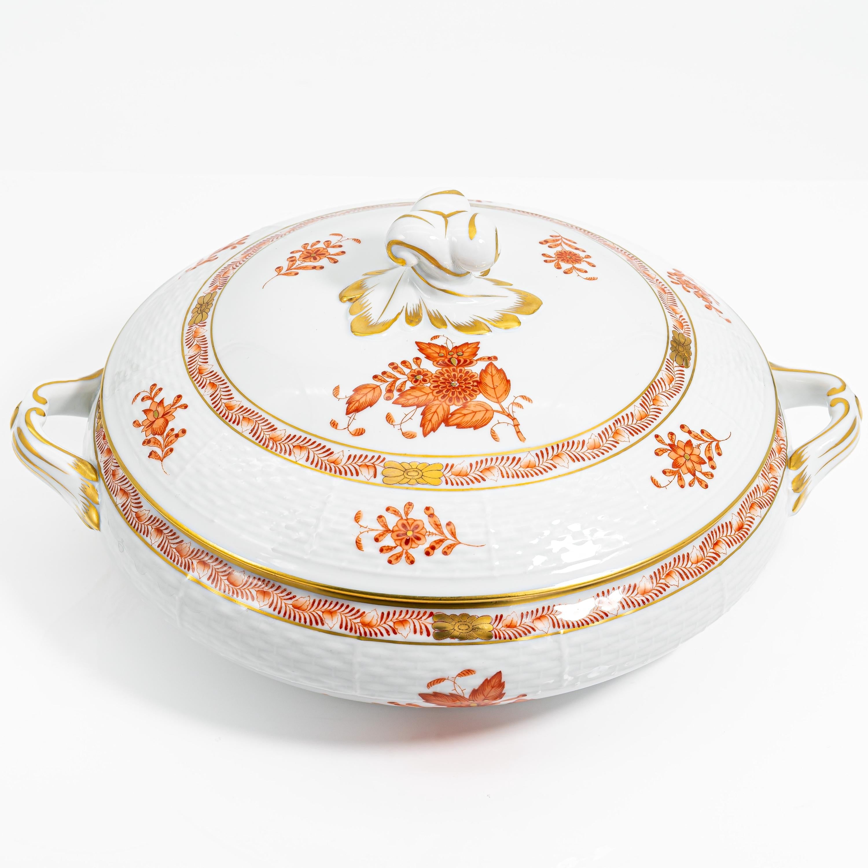 ClassyTea Herend Chinese Bouquet (Rust) Covered Tureen (Shape 84) - Pristine Vintage Hungarian Porcelain - ClassyTea
