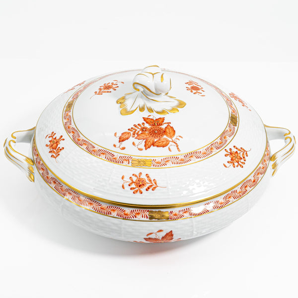 ClassyTea Herend Chinese Bouquet (Rust) Covered Tureen (Shape 84) - Pristine Vintage Hungarian Porcelain - ClassyTea
