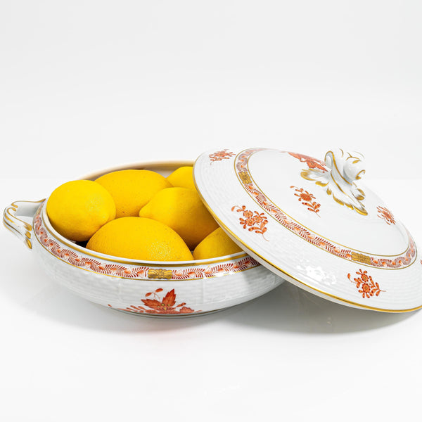ClassyTea Herend Chinese Bouquet (Rust) Covered Tureen (Shape 84) - Pristine Vintage Hungarian Porcelain - ClassyTea
