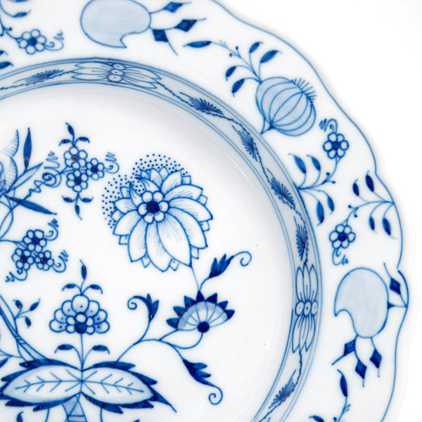 ClassyTea Meissen Blue Onion Rimmed Soup Bowls - Set of 6 | Authentic German Porcelain (9.5") - ClassyTea