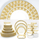 ClassyTea Royal Crown Derby Heraldic Gold 40 - Piece Dinnerware Set, Service for 8, Vintage Fine Bone China, Made in England, Discontinued - ClassyTea