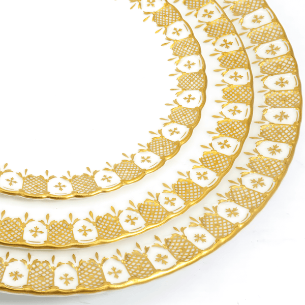 ClassyTea Royal Crown Derby Heraldic Gold 40 - Piece Dinnerware Set, Service for 8, Vintage Fine Bone China, Made in England, Discontinued - ClassyTea