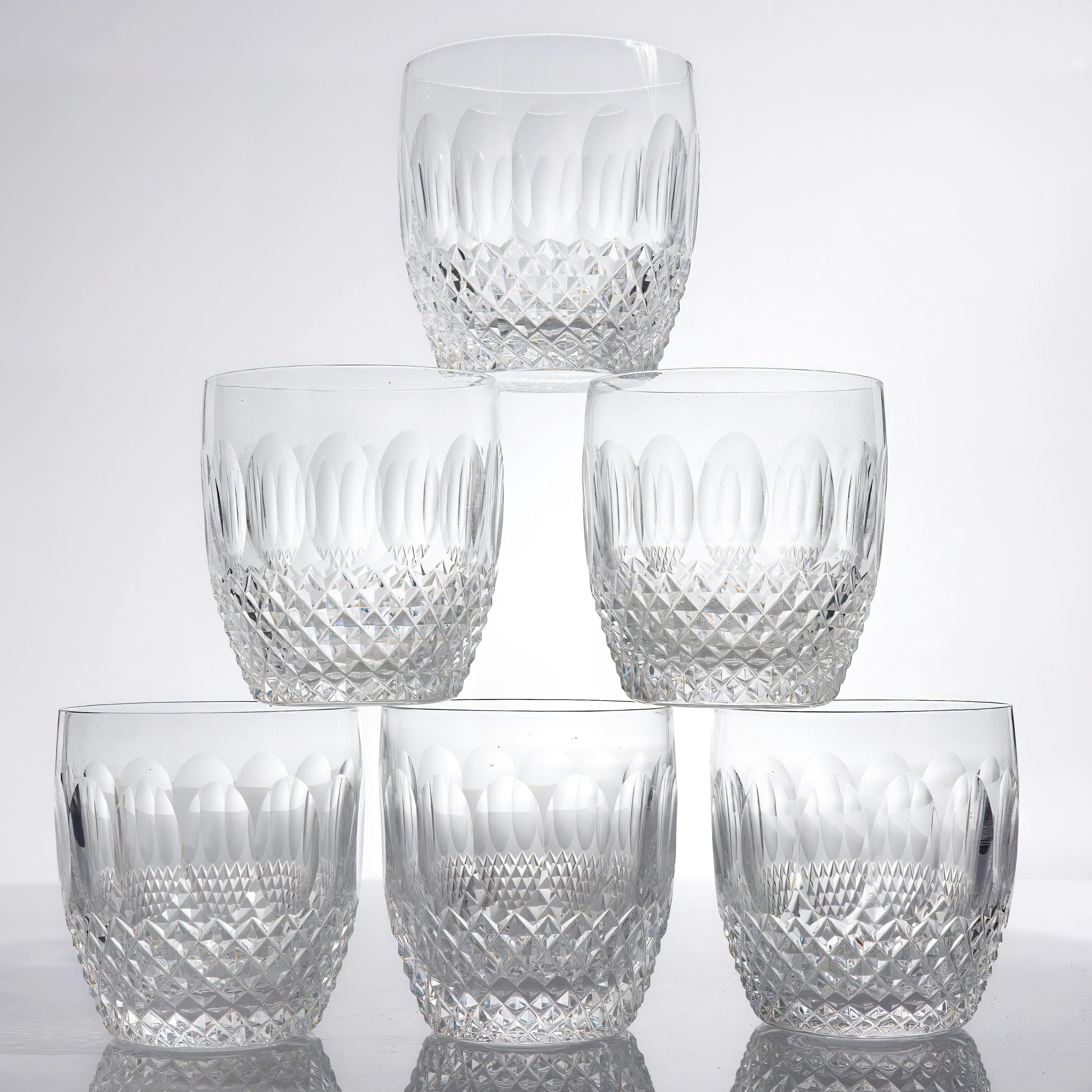 ClassyTea Waterford Colleen Old Fashioned Glasses Set of 6 | Crystal Whiskey Tumblers (Discontinued) 3.5"H 9oz - ClassyTea