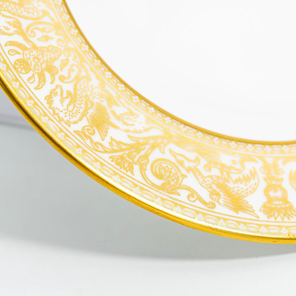 ClassyTea Wedgwood Florentine Gold Dessert Plates 7" (Set of 4) | English Bone China (W4219) c. 1961 - 1986 (7") - ClassyTea