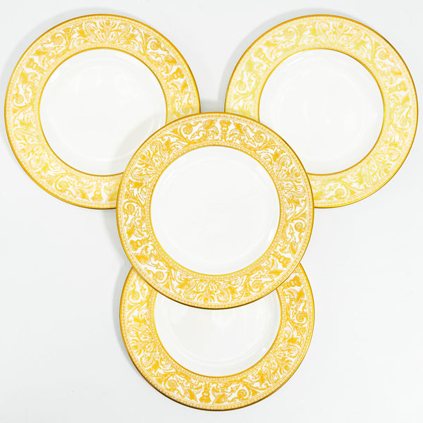 ClassyTea Wedgwood Florentine Gold Dessert Plates 7" (Set of 4) | English Bone China (W4219) c. 1961 - 1986 (7") - ClassyTea