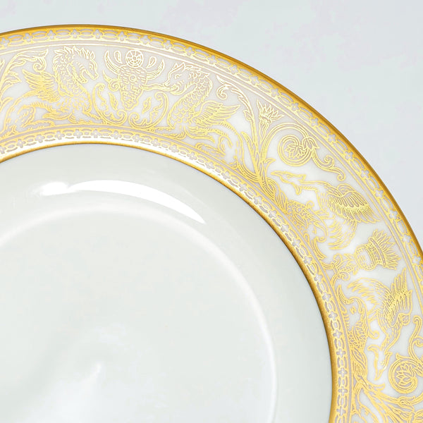 ClassyTea Wedgwood Florentine Gold Dessert Plates 7" (Set of 6) | English Bone China (W4219) c. 1961 - 1986 (7") - ClassyTea