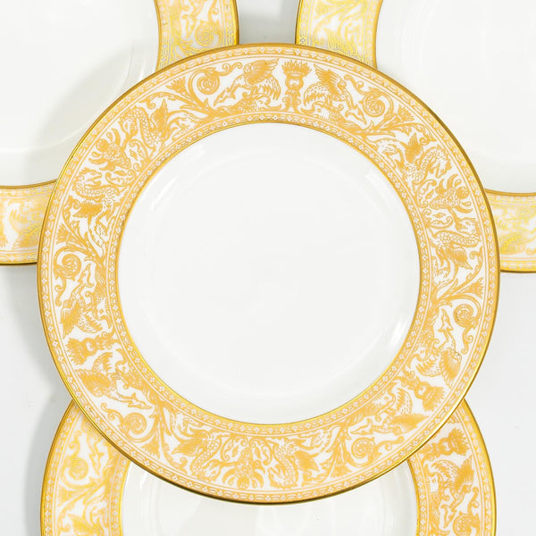 ClassyTea Wedgwood Florentine Gold Dessert Plates 7" (Set of 6) | English Bone China (W4219) c. 1961 - 1986 (7") - ClassyTea