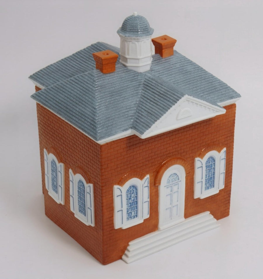 Colonial Williamsburg Court House (10") Cookie Jar with Lid | Vintage Porcelain