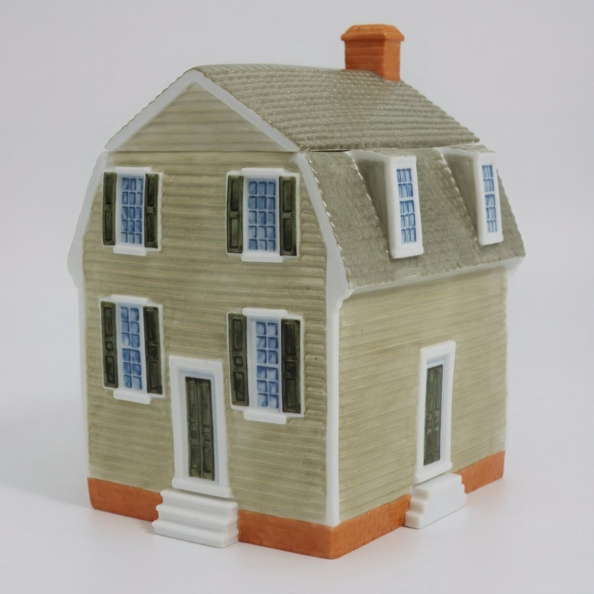 Colonial Williamsburg Vintage Tiny House Cookie Jar | Colonial Williamsburg Holts Storehouse Sage Green Cookie Jar for Farmhouse Decor Cottagecore Kitchen Storage - Porcelain Cookie Jar ClassyTea
