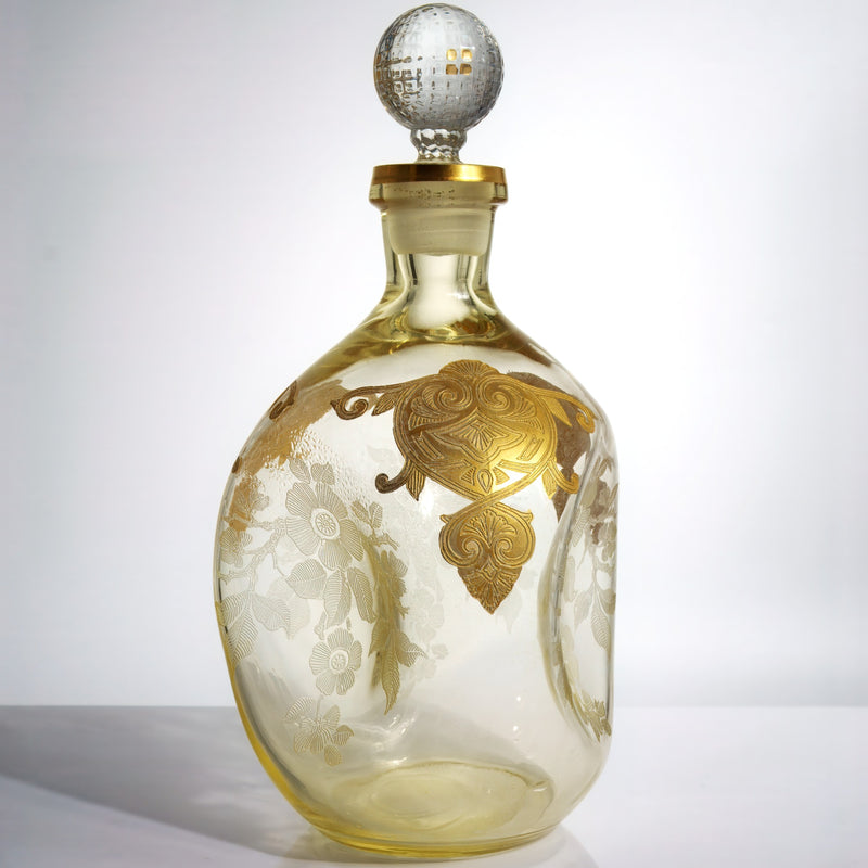 Etched glass decanter