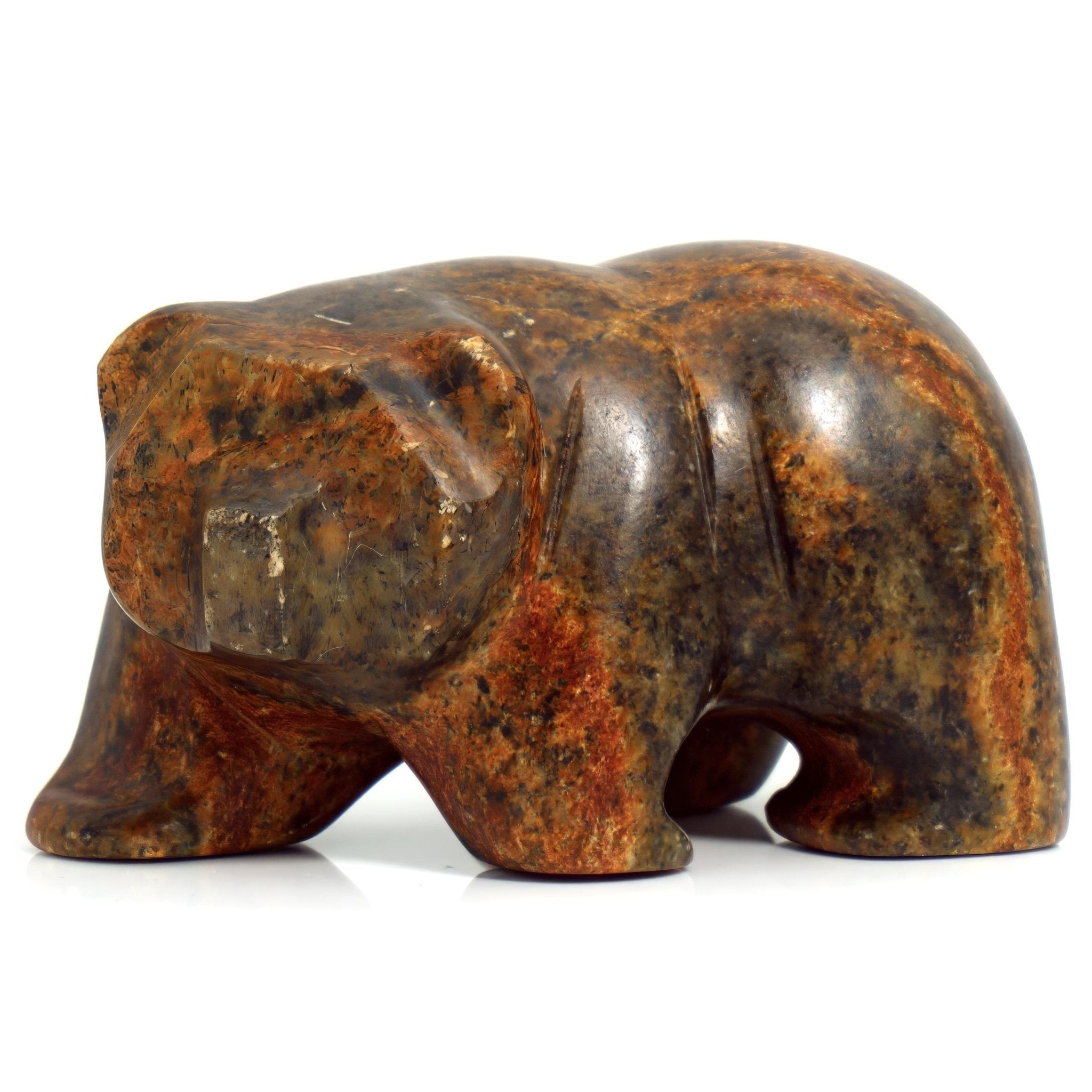 Earl Paniptchuk Indigenous Bear Statue | Inuit Bear Art Signed Paniptchuk Soapstone Bear Sculpture Unique Shelf Decor Paperweight Gift Native Art Desk Decor - Soapstone Sculpture ClassyTea