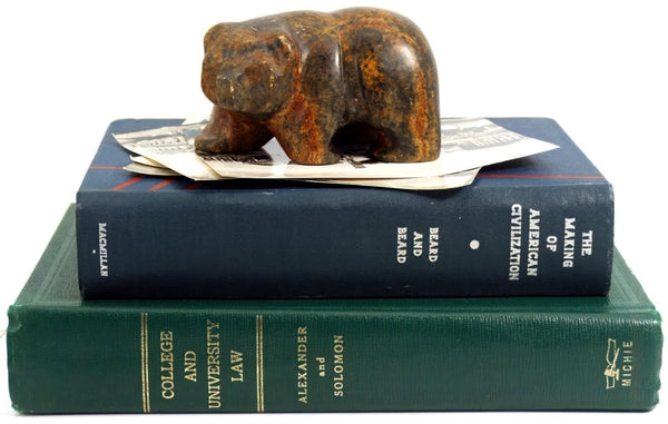 Earl Paniptchuk Indigenous Bear Statue | Inuit Bear Art Signed Paniptchuk Soapstone Bear Sculpture Unique Shelf Decor Paperweight Gift Native Art Desk Decor - Soapstone Sculpture ClassyTea