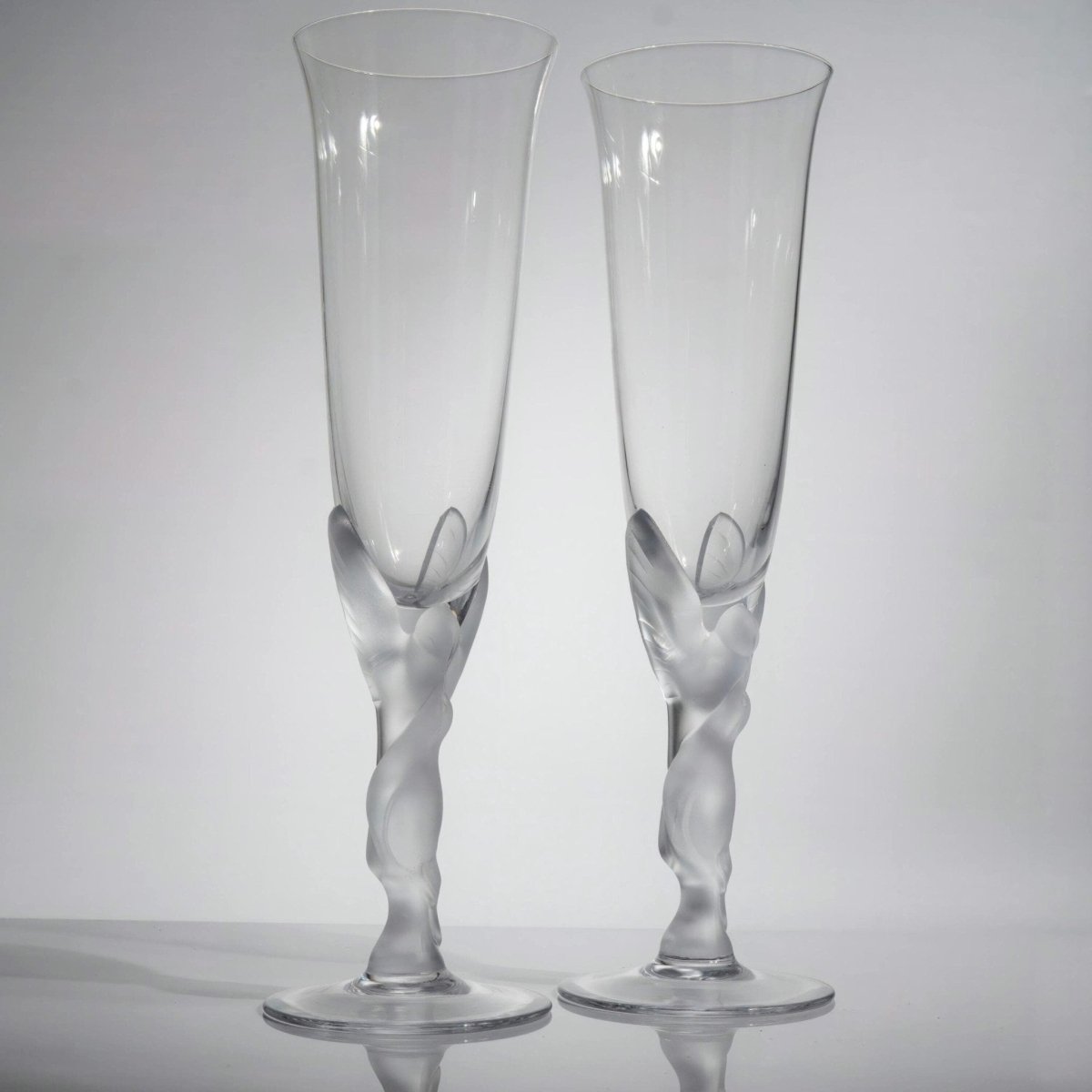 Faberge French Champagne Flutes Set of 2 | Lalique Styled Vintage Champagne Glass for Wedding Anniversary gift for wife Wedding Toasting Flutes - Champagne Flute ClassyTea