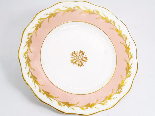 Foley Vintage Baby Pink and Gold China Set for 8 - Foley Bone English Bone 22kt Gilded Dinnerware Set Scalloped Plates Teacups Saucers Coquette - China Set ClassyTea