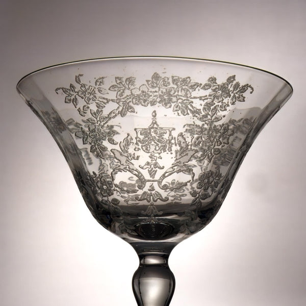 Fostoria Set of 6 Vintage Etched Glass Dessert Bowl | Midcentury Stemware for Ice Cream, Champagne, or Parfaits | Set of Coupe & Martini Glasses - Fruit/Dessert Bowl ClassyTea