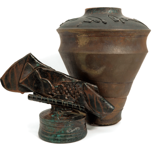 George Whitten George Whitten Raku - Fired Abstract Urn (20"H) - Dinnerware Sets ClassyTea