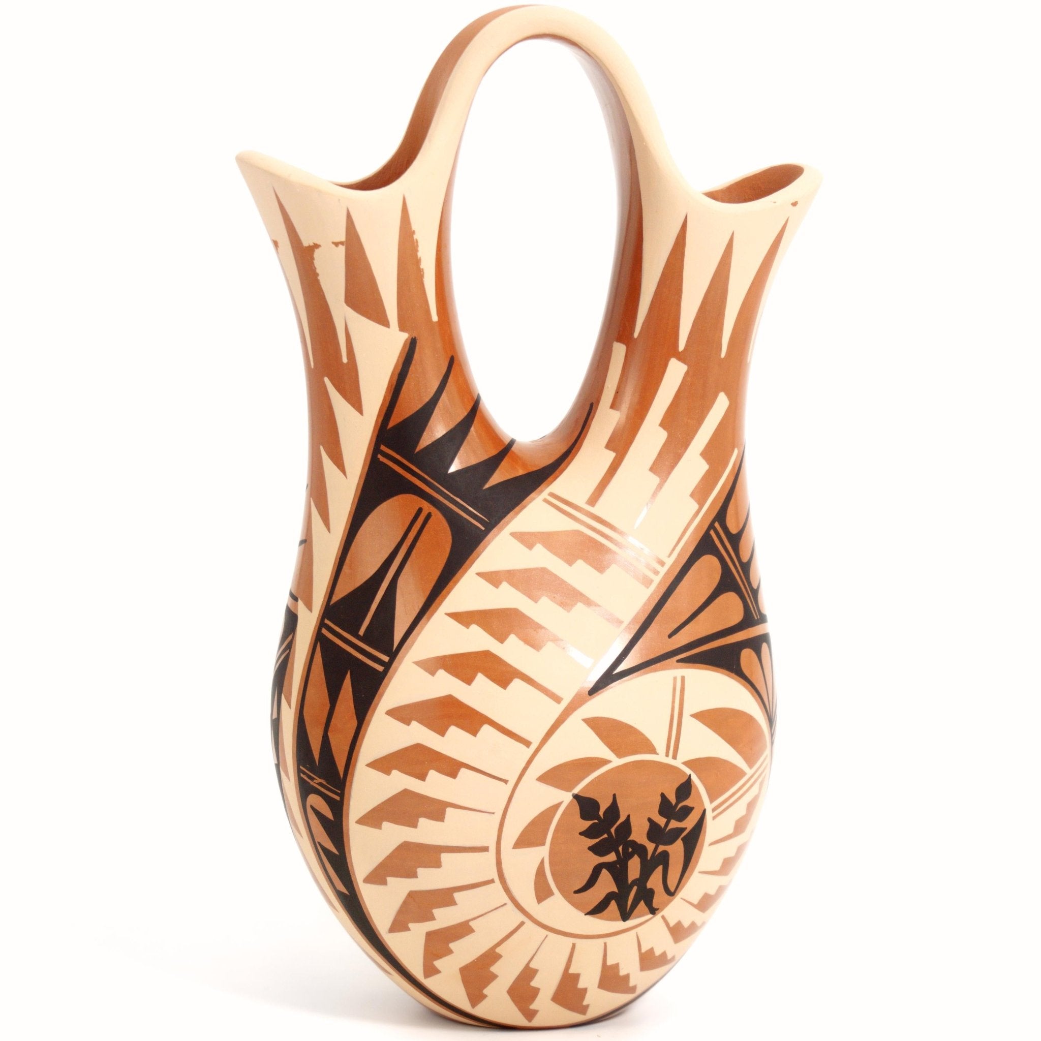 Geraldine Sandia Signed Jemez Pueblo Wedding Vase by Geraldine Sandia Native American Vase Rustic Southwestern Decor Pueblo Pottery for Lodge Cabin Decor - Indigenous Vase ClassyTea