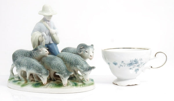 Gerold Porzellan Gerold Porzellan Bavarian porcelain figurine vintage shepherd with sheep cottagecore nursery decor country style gift for mom or dad pastel - Porcelain Figurine ClassyTea