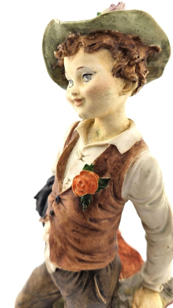 Giuseppe Armani Authentic Giuseppe Armani Capodimonte Porcelain Figurine Pair – Boy and Girl with Flowers, Signed Italian Art, Discontinued, Curio Cabinet - Porcelain Figurine ClassyTea