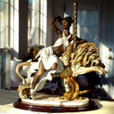 Giuseppe Armani Large Giuseppe Armani Porcelain Statue | Armani Black Orchid Art Nouveau Decor Black Art Deco Italian Art Sculpture Black Woman on Lion - Porcelain Sculpture ClassyTea