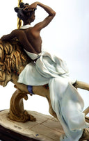 Giuseppe Armani Large Giuseppe Armani Porcelain Statue | Armani Black Orchid Art Nouveau Decor Black Art Deco Italian Art Sculpture Black Woman on Lion - Porcelain Sculpture ClassyTea