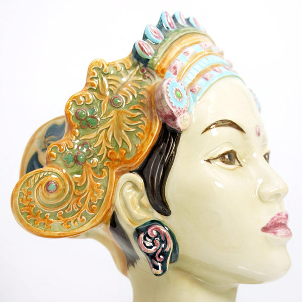 Goldscheider Signed Goldscheider "Bali Head" Porcelain Bust (12.5") - Sculpture ClassyTea
