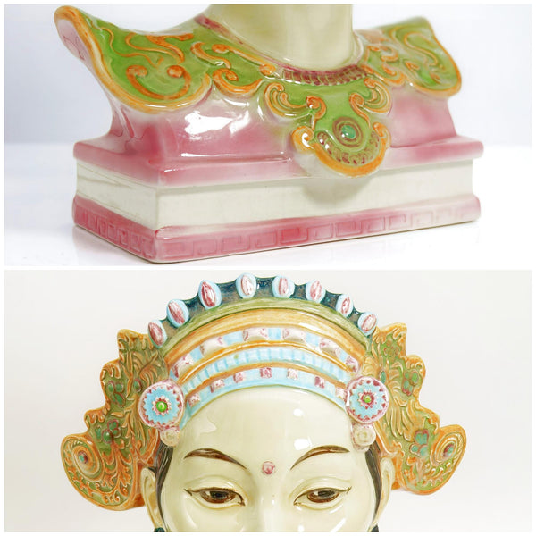Goldscheider Signed Goldscheider "Bali Head" Porcelain Bust (12.5") - Sculpture ClassyTea
