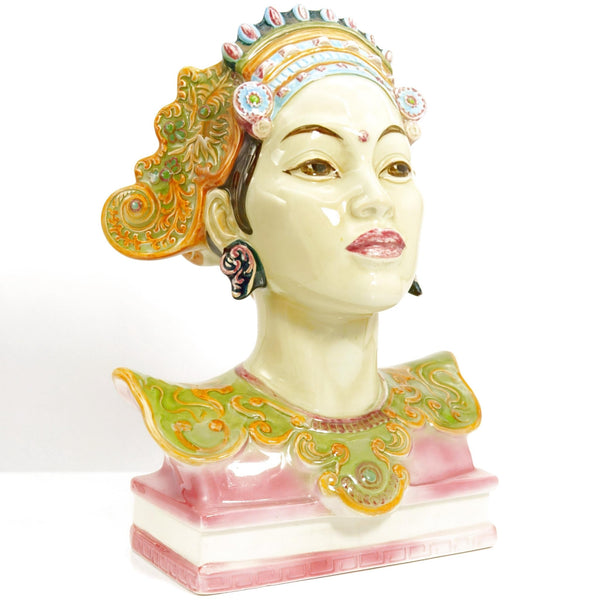Goldscheider Signed Goldscheider "Bali Head" Porcelain Bust (12.5") - Sculpture ClassyTea