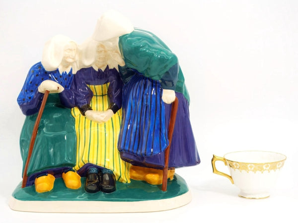 Henriot Quimper Henriot Quimper "Les Commères" (The Three Gossips) Large Art Statue Antique French Unique Shelf Decor Vintage French Country Farmhouse Decor - Porcelain Sculpture ClassyTea