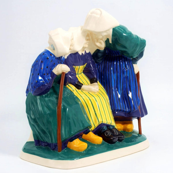 Henriot Quimper Henriot Quimper "Les Commères" (The Three Gossips) Large Art Statue Antique French Unique Shelf Decor Vintage French Country Farmhouse Decor - Porcelain Sculpture ClassyTea