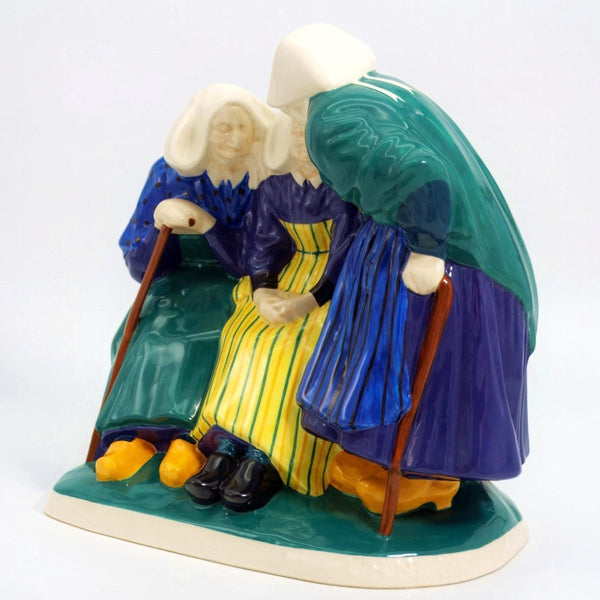 Henriot Quimper Henriot Quimper "Les Commères" (The Three Gossips) Large Art Statue Antique French Unique Shelf Decor Vintage French Country Farmhouse Decor - Porcelain Sculpture ClassyTea