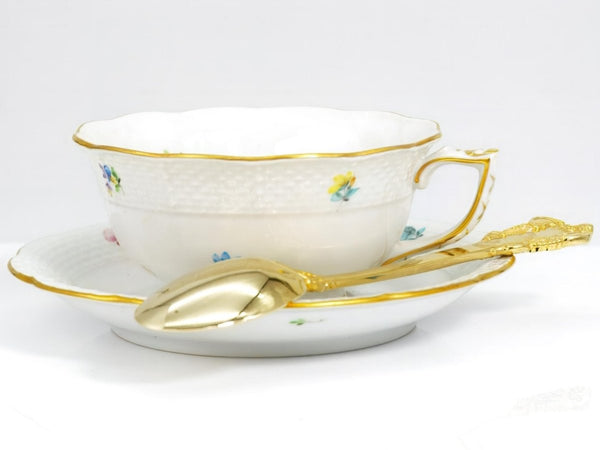 Herend Herend Kimberley China Set for 8 | 24k Gold Gilded 40pc Bone China Floral Dinner Plates Wedding Gift for Anniversary Wife Gift China Cabinet - China Set ClassyTea