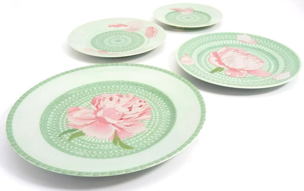 Hermes Vintage Hermes China Set | 36pc Celadon Sage Green & Pink Dinner Plates Vintage China Wedding Gift for Anniversary Wife Gift China Cabinet - China Set ClassyTea
