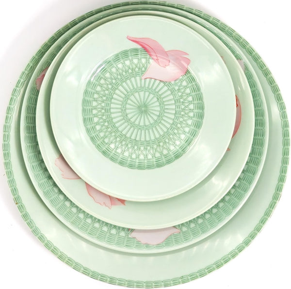 Hermes Vintage Hermes China Set | 36pc Celadon Sage Green & Pink Dinner Plates Vintage China Wedding Gift for Anniversary Wife Gift China Cabinet - China Set ClassyTea