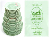 Hermes Vintage Hermes China Set | 36pc Celadon Sage Green & Pink Dinner Plates Vintage China Wedding Gift for Anniversary Wife Gift China Cabinet - China Set ClassyTea