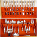 Holmes and Edwards Danish Princess Vintage Silver Plate Flatware Set 88 Piece Complete Silver Plate Set for 12 Silverware 25th Anniversary Gift for Wife Scandi - Silverplated Flatware Set ClassyTea