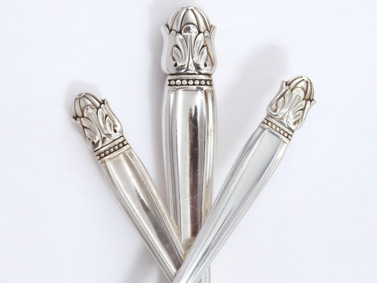 Holmes and Edwards Danish Princess Vintage Silver Plate Flatware Set 88 Piece Complete Silver Plate Set for 12 Silverware 25th Anniversary Gift for Wife Scandi - Silverplated Flatware Set ClassyTea