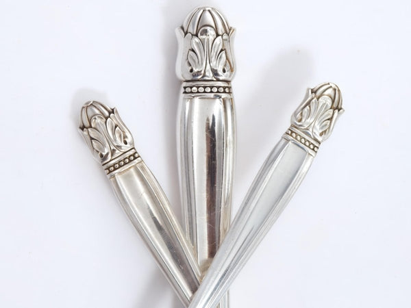Holmes and Edwards Danish Princess Vintage Silver Plate Flatware Set 88 Piece Complete Silver Plate Set for 12 Silverware 25th Anniversary Gift for Wife Scandi - Silverplated Flatware Set ClassyTea