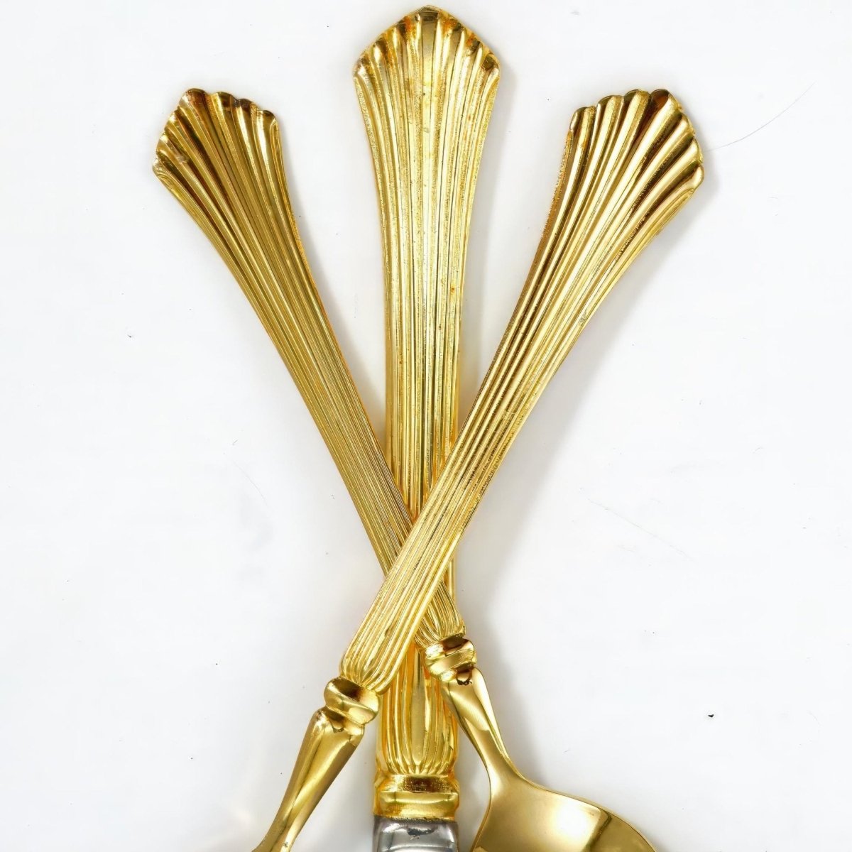 Home Concepts Vintage 24K Gold Plated Flatware Set Golden Cannes Gold Silverware Set for 8 Art Deco Hollywood Regency Coastal 50th Anniversary Gift - Goldplated Flatware ClassyTea