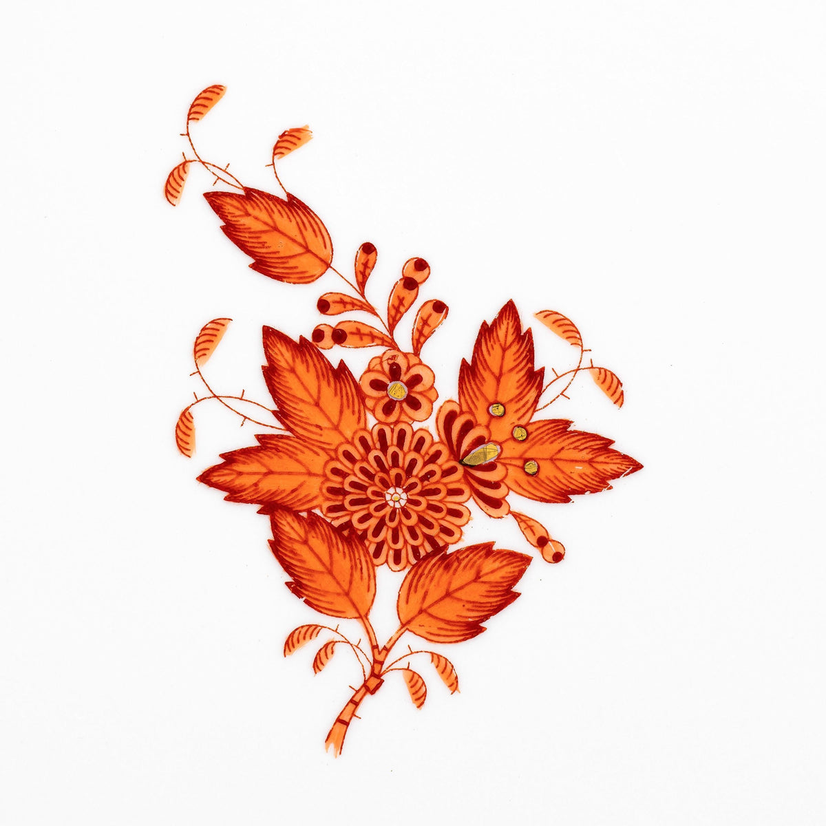 Herend "Chinese Bouquet Rust" Dinner Plate Set For 6