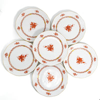 Herend "Chinese Bouquet Rust" Dinner Plate Set For 6