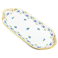 Herend "Blue Garland" Rectangular Sandwich Tray w/ Wheat Handles (14.5")