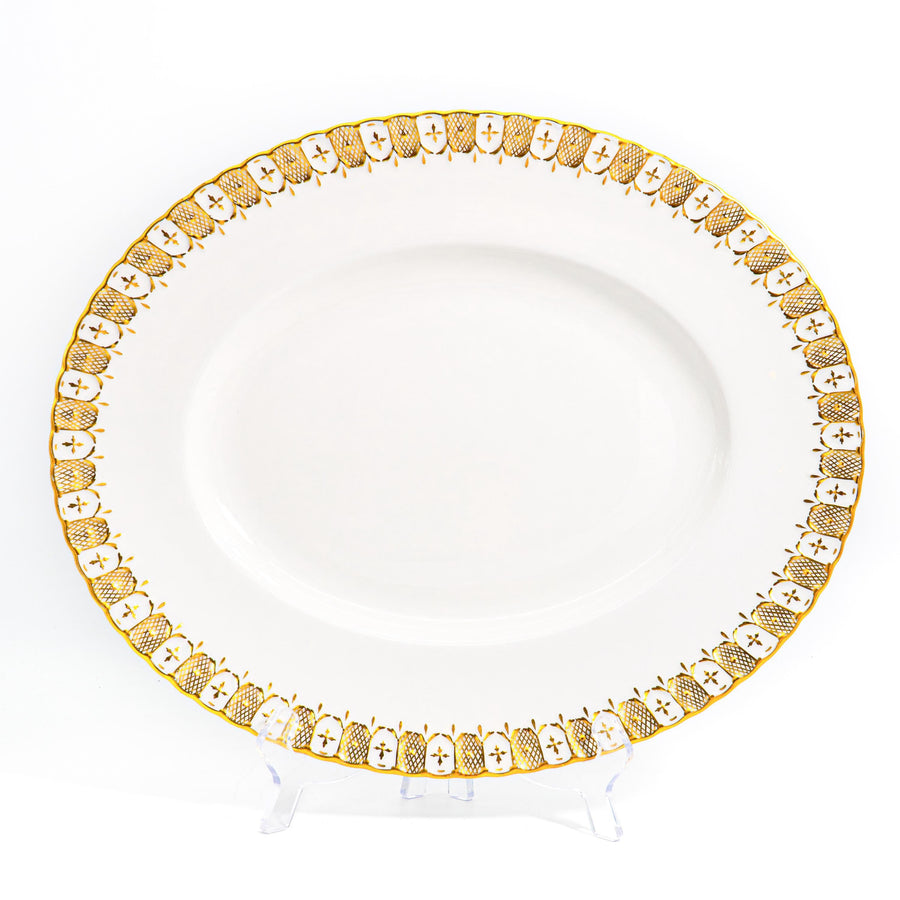 Royal Crown Derby Heraldic Gold Oval Platter (15") | Vintage Bone China