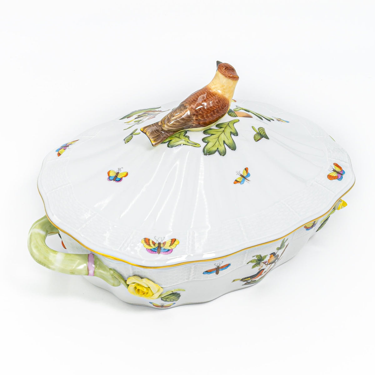 Herend "Rothschild Bird" Covered Vegetable Dish w/ Bird Finial