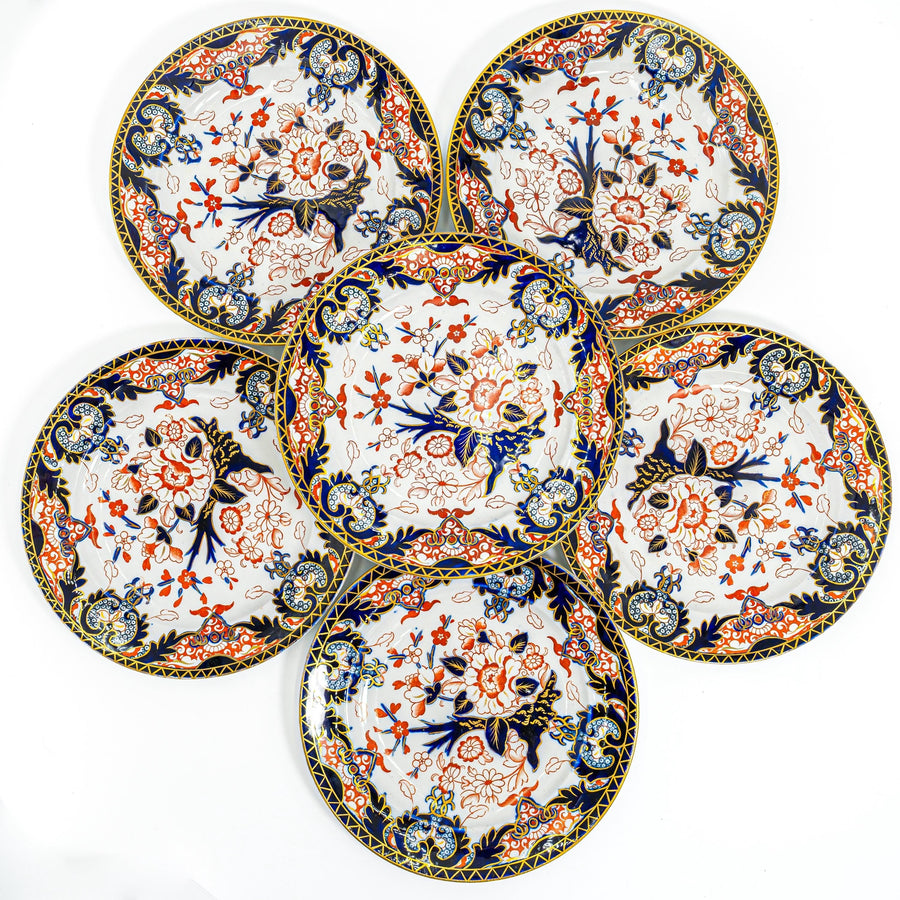 Royal Crown Derby Kings Dinner Plates (10.5") Set of 6 | Antique Bone China