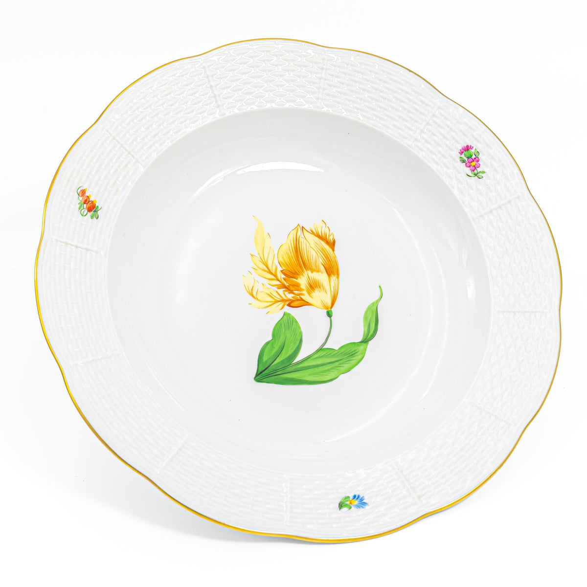 Herend "Kitty" Rimmed Soup Bowl Set For 8