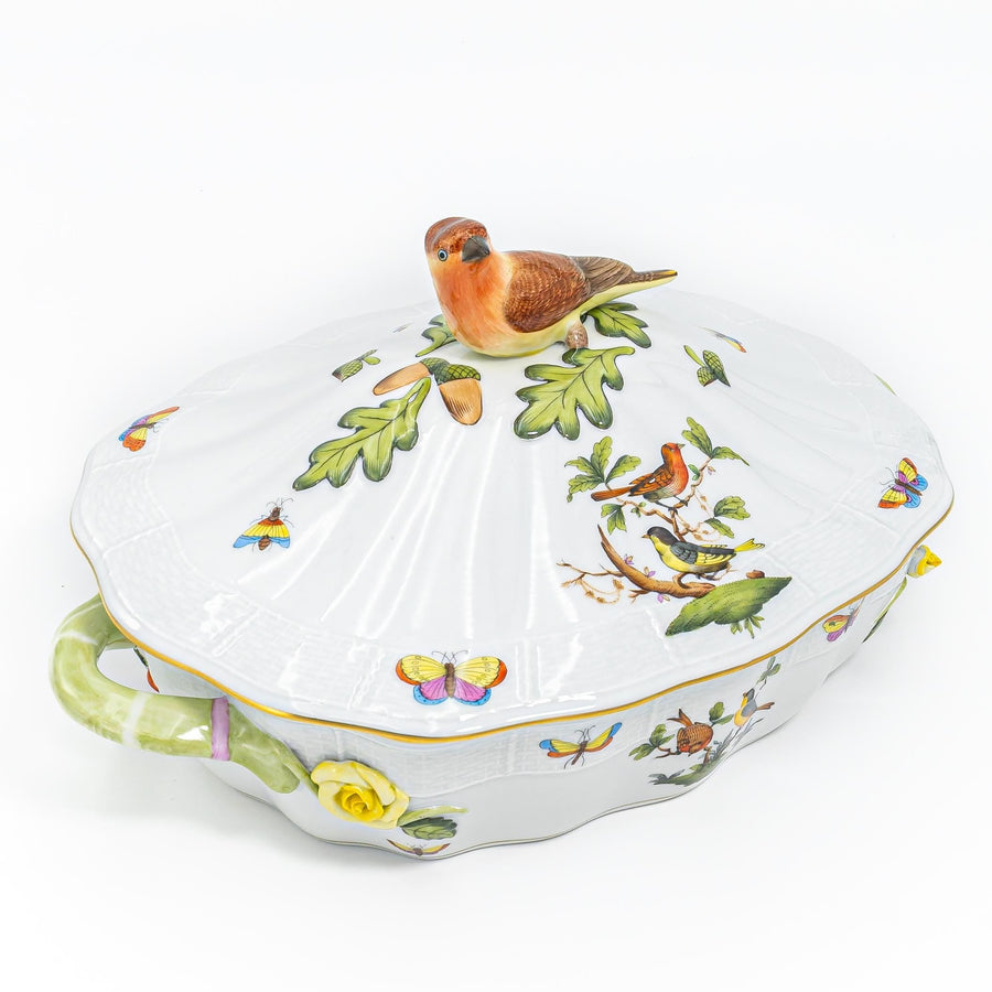 Herend "Rothschild Bird" Covered Vegetable Dish w/ Bird Finial
